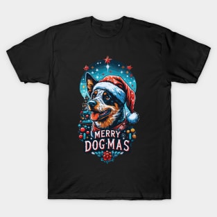 Blue Heeler Merry Dogmas Christmas T-Shirt